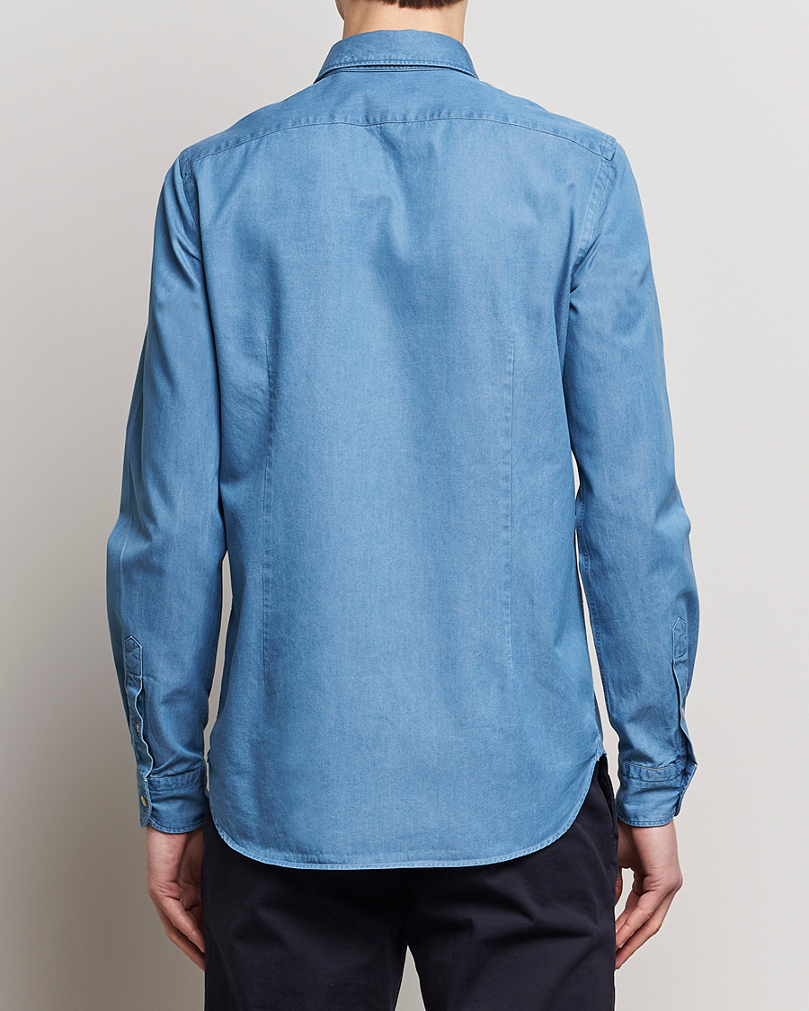 Uomini | Camicie | Boglioli | Slim Fit Denim Shirt Light Indigo