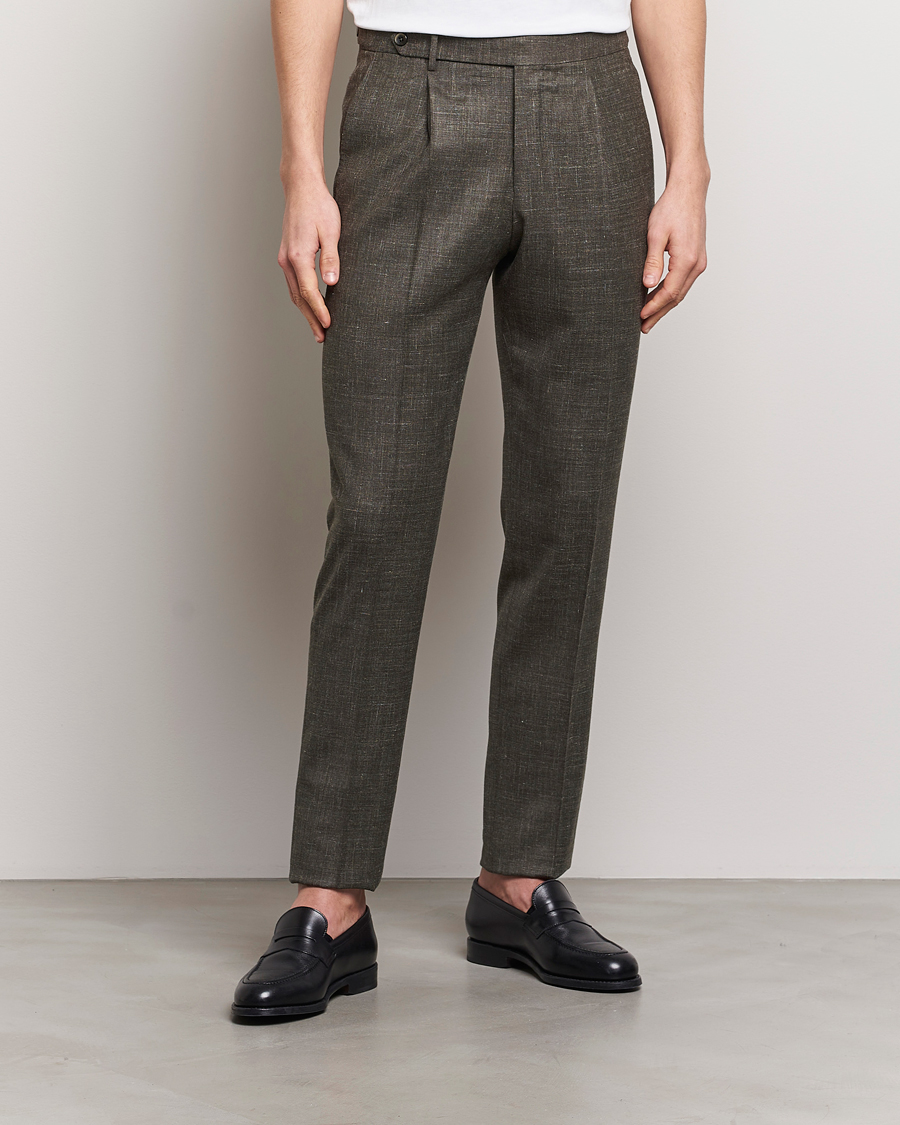 Uomini | Pantaloni | PT01 | Gentleman Fit Wool/Silk Trousers Dark Brown