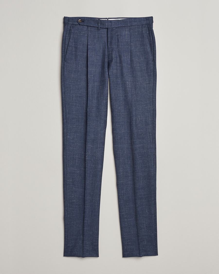 Uomini | Pantaloni | PT01 | Gentleman Fit Wool/Silk Trousers Navy