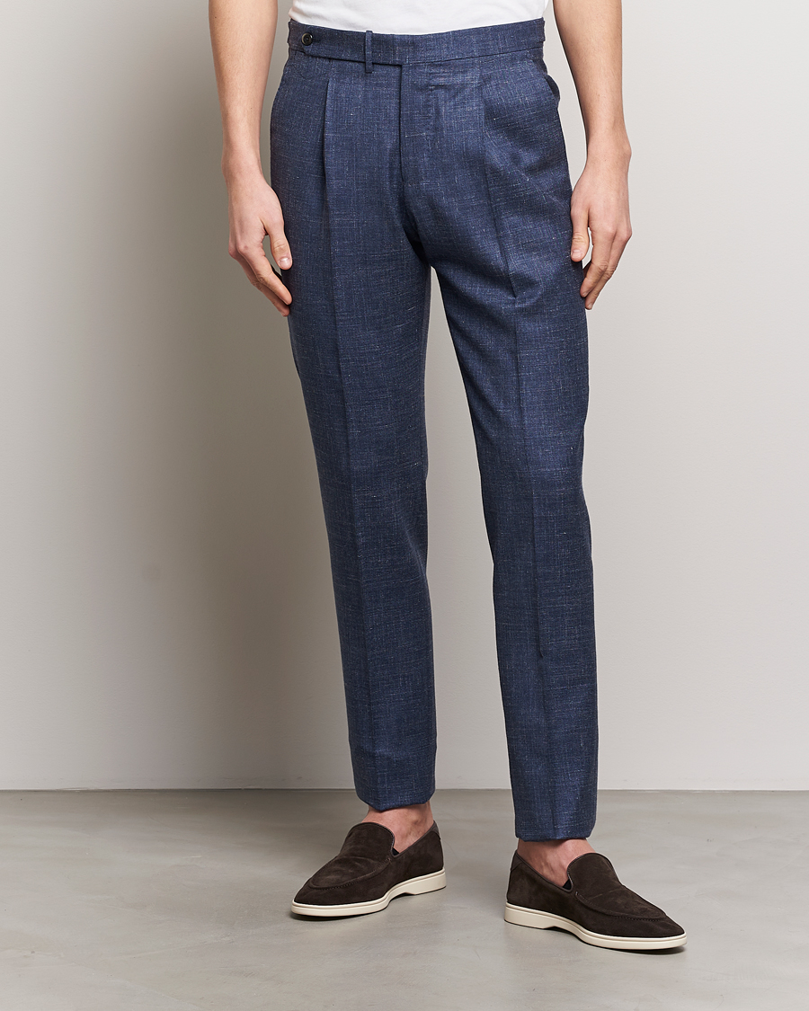 Uomini | Pantaloni | PT01 | Gentleman Fit Wool/Silk Trousers Navy