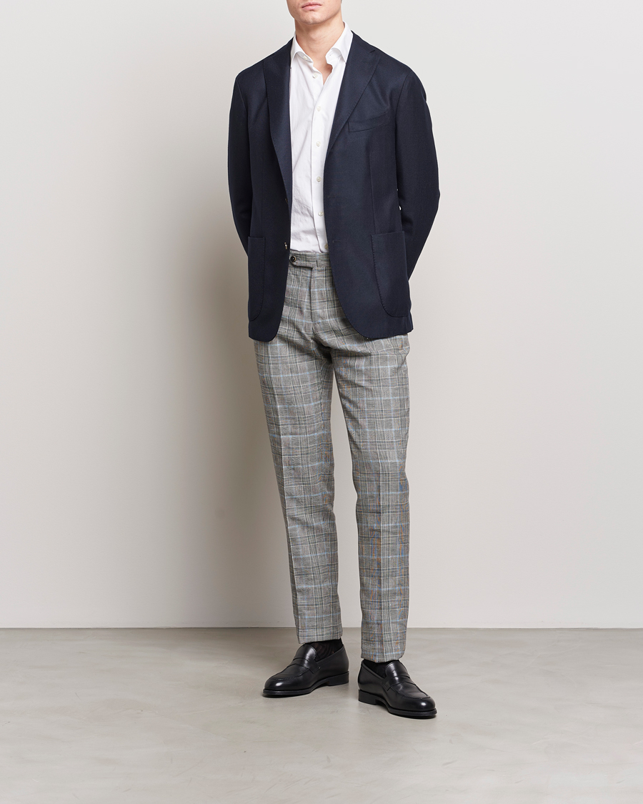 Uomini | Pantaloni | PT01 | Slim Fit Glencheck Trousers Grey/Blue