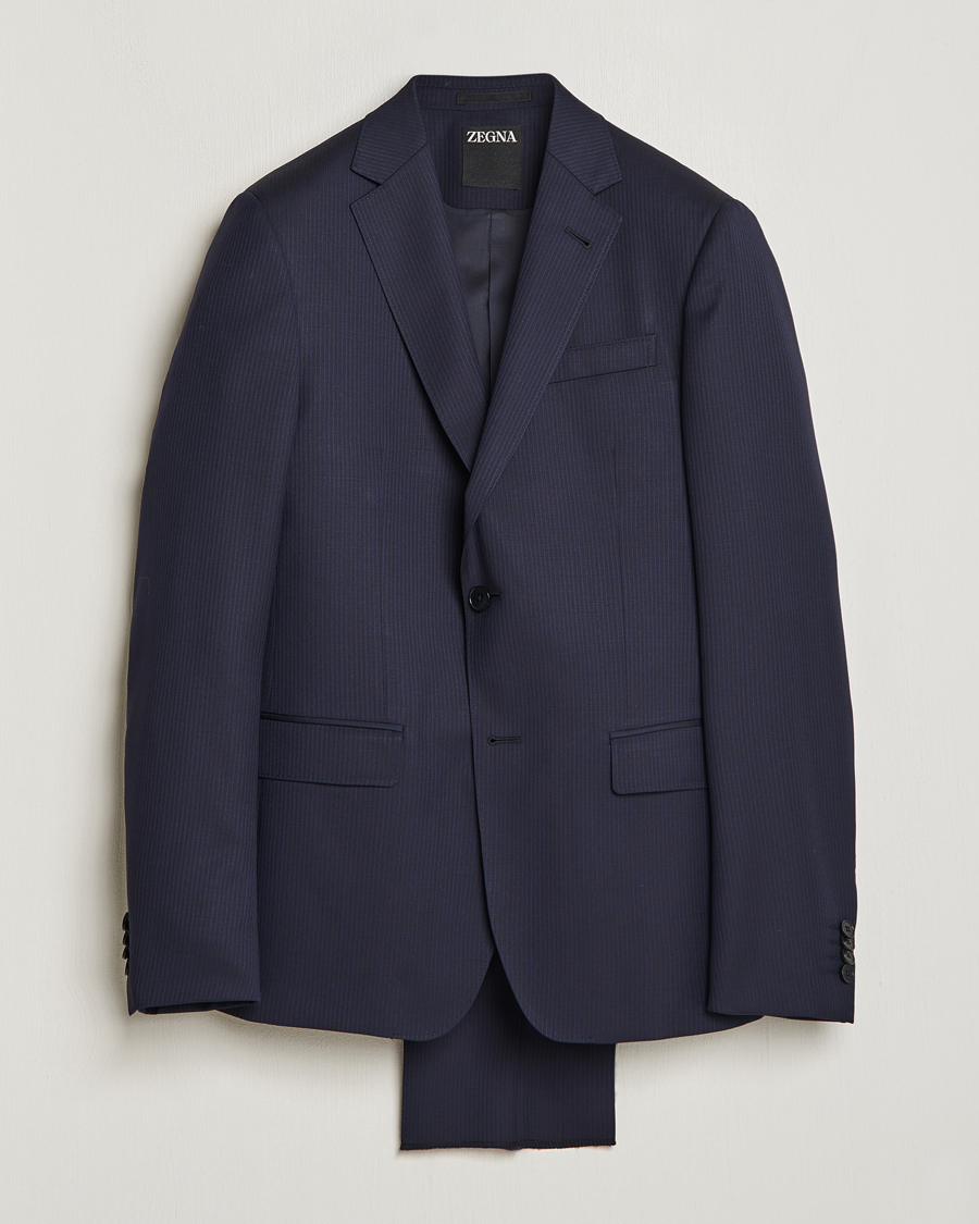 Uomini | Abiti | Zegna | Tailored Wool Striped Suit Navy
