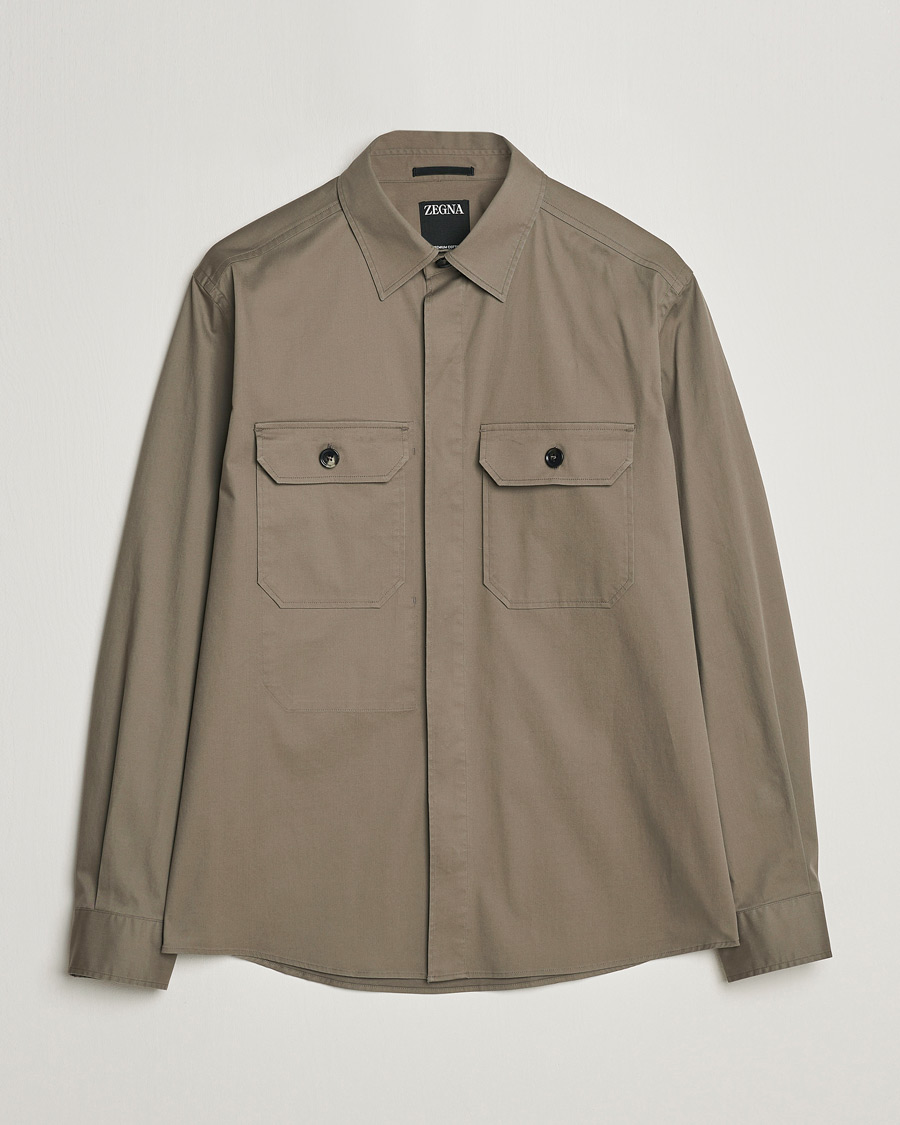Uomini | Camicie | Zegna | Premium Cotton Overshirt Olive