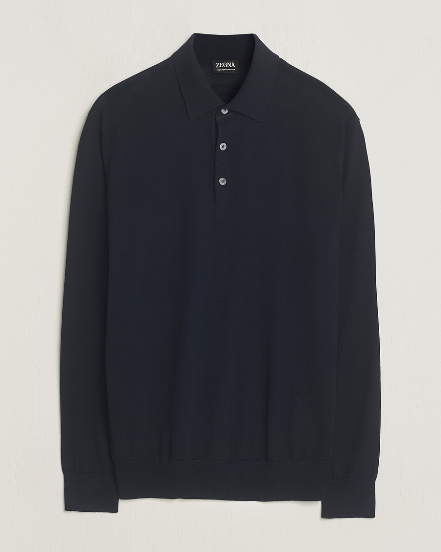 Uomini | Maglieria | Zegna | High Performance Wool Polo Navy