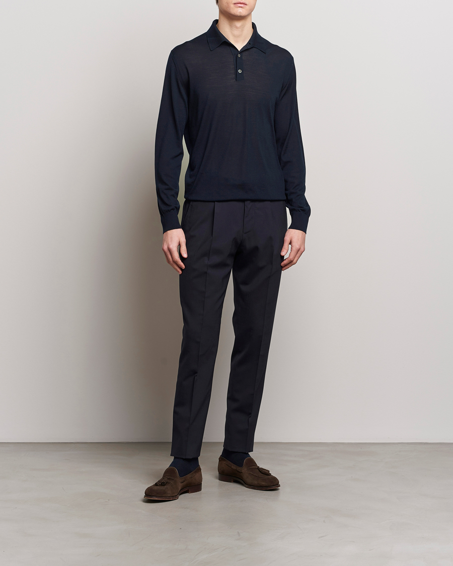 Uomini | Maglieria | Zegna | High Performance Wool Polo Navy