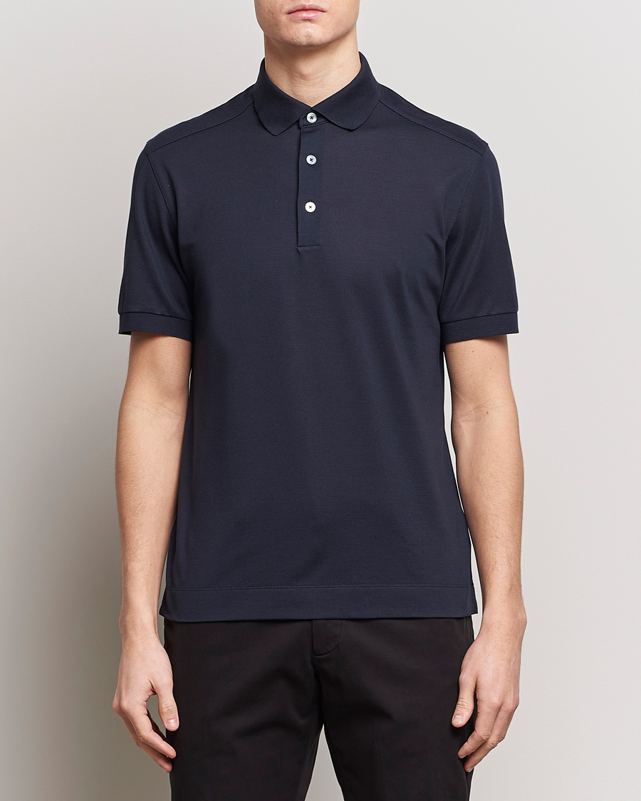 Uomini | Polo | Zegna | Cotton/Silk Polo Navy