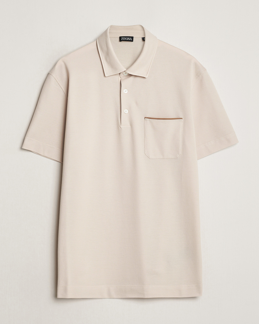 Uomini | Polo | Zegna | Short Sleeve Pocket Polo Beige