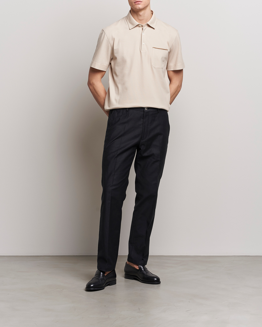 Uomini | Polo | Zegna | Short Sleeve Pocket Polo Beige