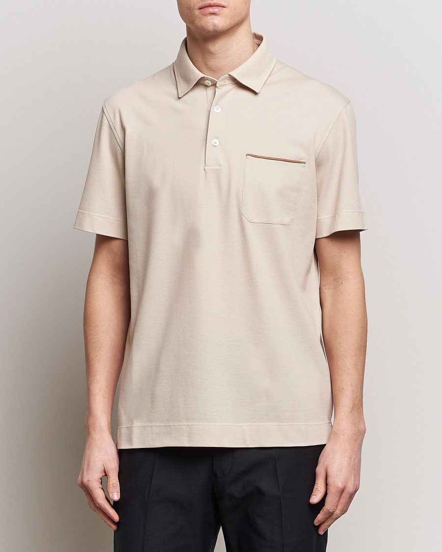 Uomini | Polo | Zegna | Short Sleeve Pocket Polo Beige