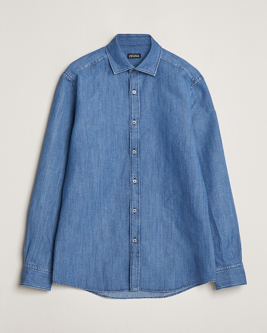 Uomini | Camicie | Zegna | Slim Fit Denim Shirt Stone Wash