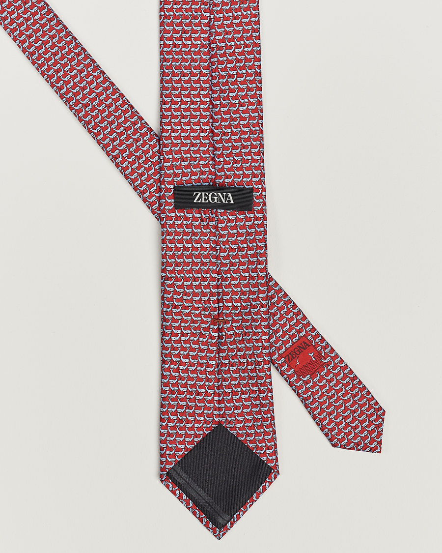 Uomini | Zegna Animal Print Silk Tie Red | Zegna | Animal Print Silk Tie Red