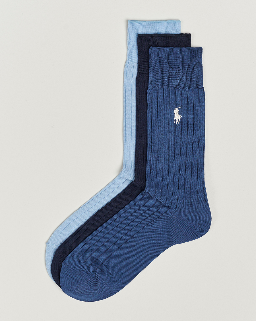 Uomini | Biancheria intima | Polo Ralph Lauren | 3-Pack Egyptian Rib Crew Sock Blue Combo