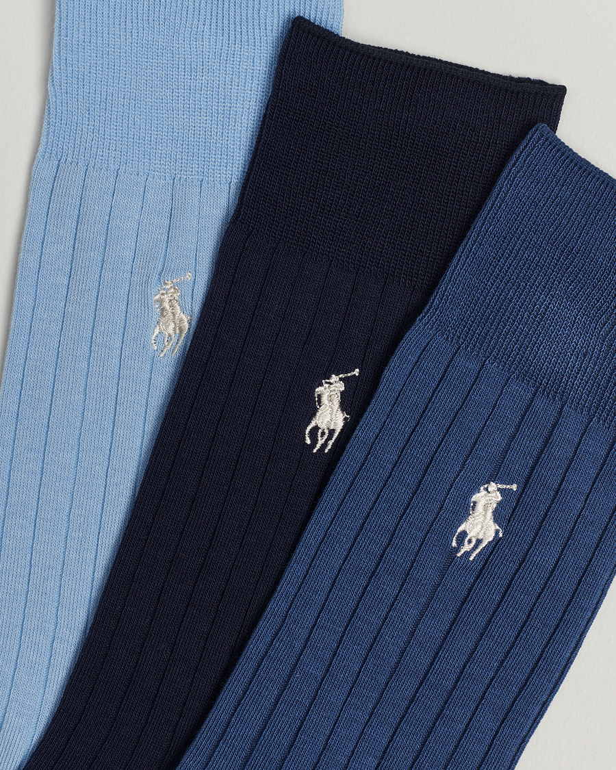 Uomini | Biancheria intima | Polo Ralph Lauren | 3-Pack Egyptian Rib Crew Sock Blue Combo