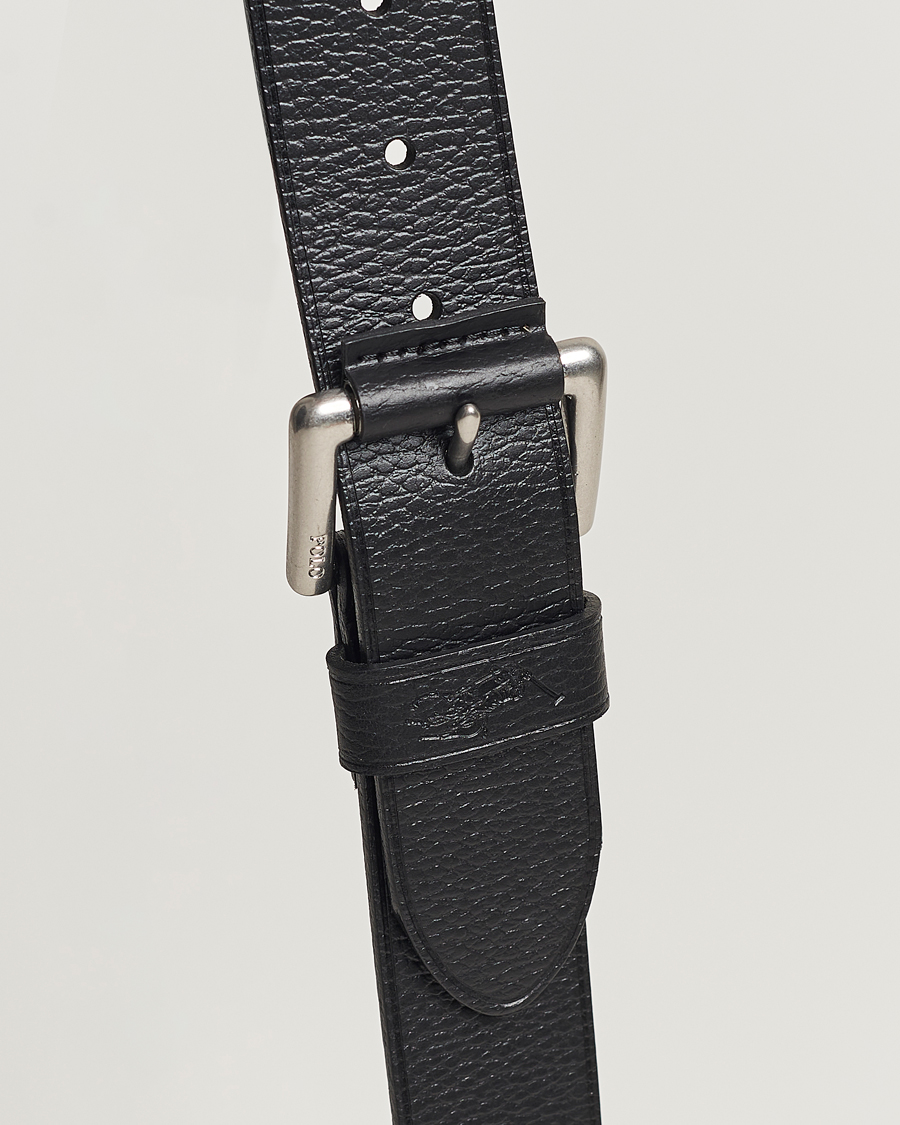 Uomini | Polo Ralph Lauren Pebbled Leather Belt Black | Polo Ralph Lauren | Pebbled Leather Belt Black
