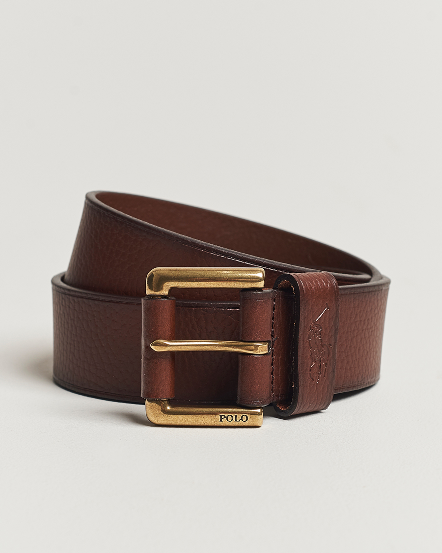 Uomini | Polo Ralph Lauren Pebbled Leather Belt Brown | Polo Ralph Lauren | Pebbled Leather Belt Brown