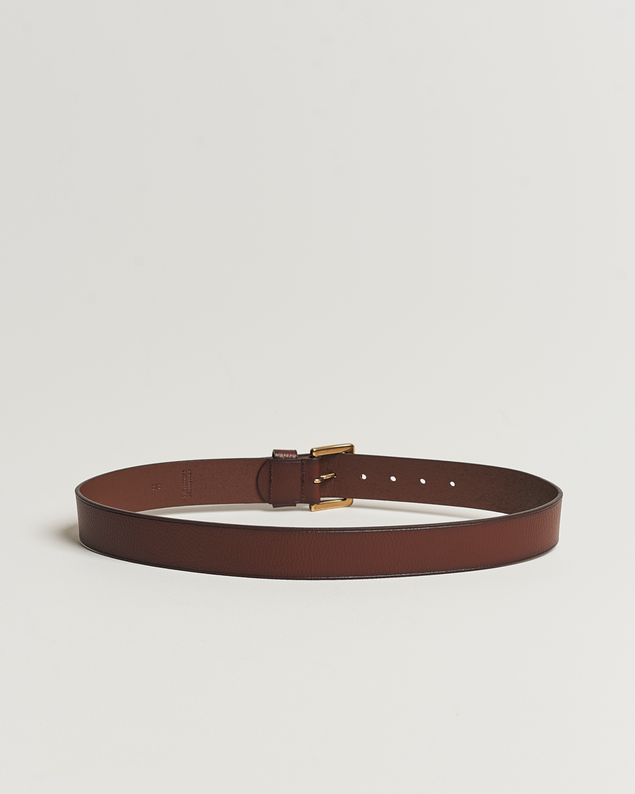 Uomini | Polo Ralph Lauren Pebbled Leather Belt Brown | Polo Ralph Lauren | Pebbled Leather Belt Brown