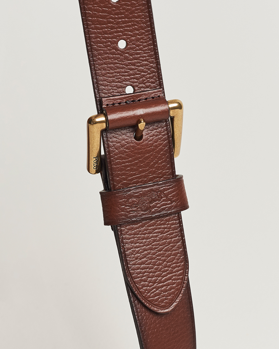 Uomini | Polo Ralph Lauren Pebbled Leather Belt Brown | Polo Ralph Lauren | Pebbled Leather Belt Brown