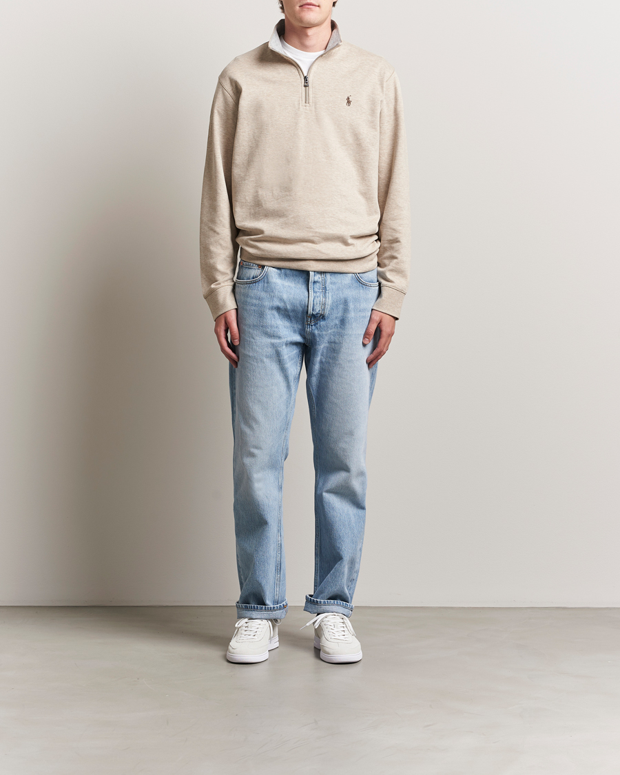 Uomini | Maglieria | Polo Ralph Lauren | Double Knit Half-Zip Sweater Tuscan Beige Heather