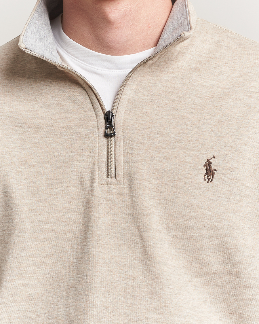 Uomini | Maglieria | Polo Ralph Lauren | Double Knit Half-Zip Sweater Tuscan Beige Heather