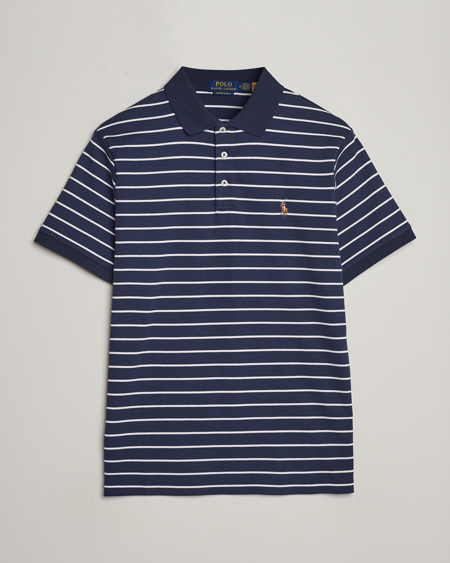 Uomini | Polo | Polo Ralph Lauren | Luxury Pima Cotton Striped Polo Refined Navy/White