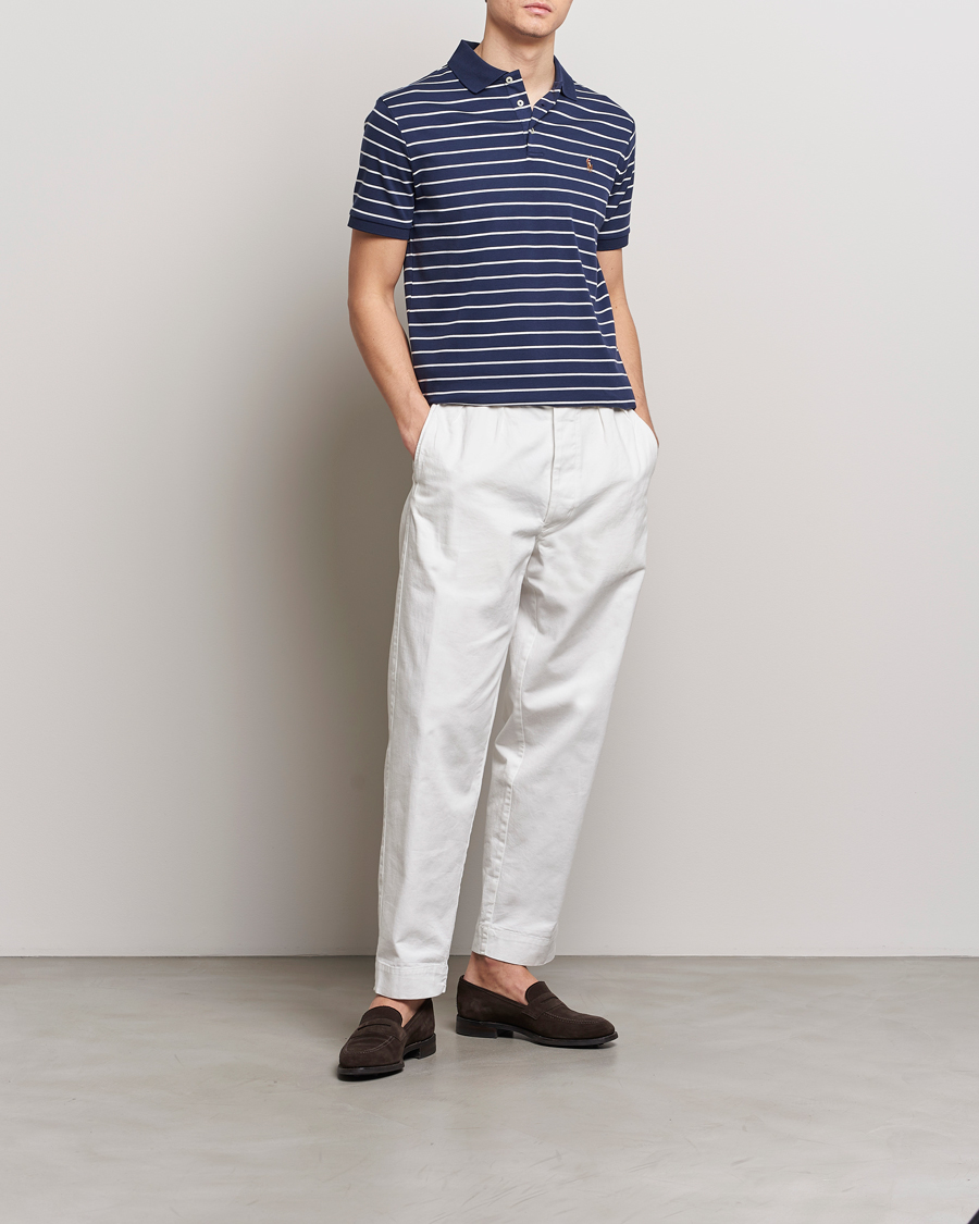 Uomini | Polo | Polo Ralph Lauren | Luxury Pima Cotton Striped Polo Refined Navy/White