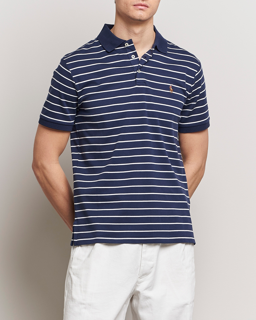 Uomini | Polo | Polo Ralph Lauren | Luxury Pima Cotton Striped Polo Refined Navy/White