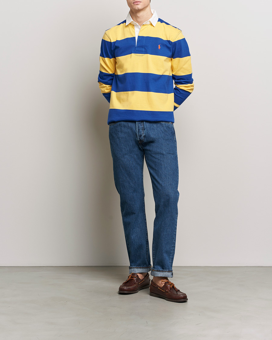 Uomini | Maglieria | Polo Ralph Lauren | Jersey Striped Rugger Chrome Yellow/Cruise Royal