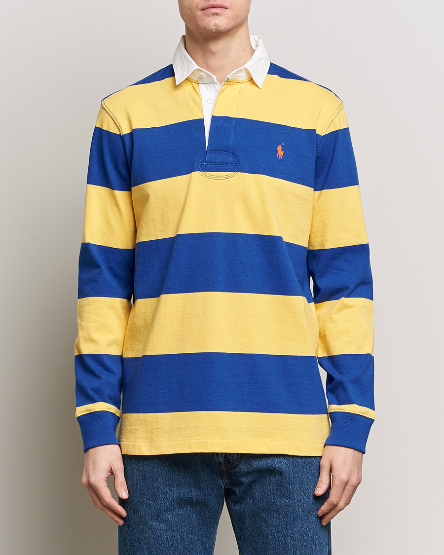 Uomini | Maglieria | Polo Ralph Lauren | Jersey Striped Rugger Chrome Yellow/Cruise Royal