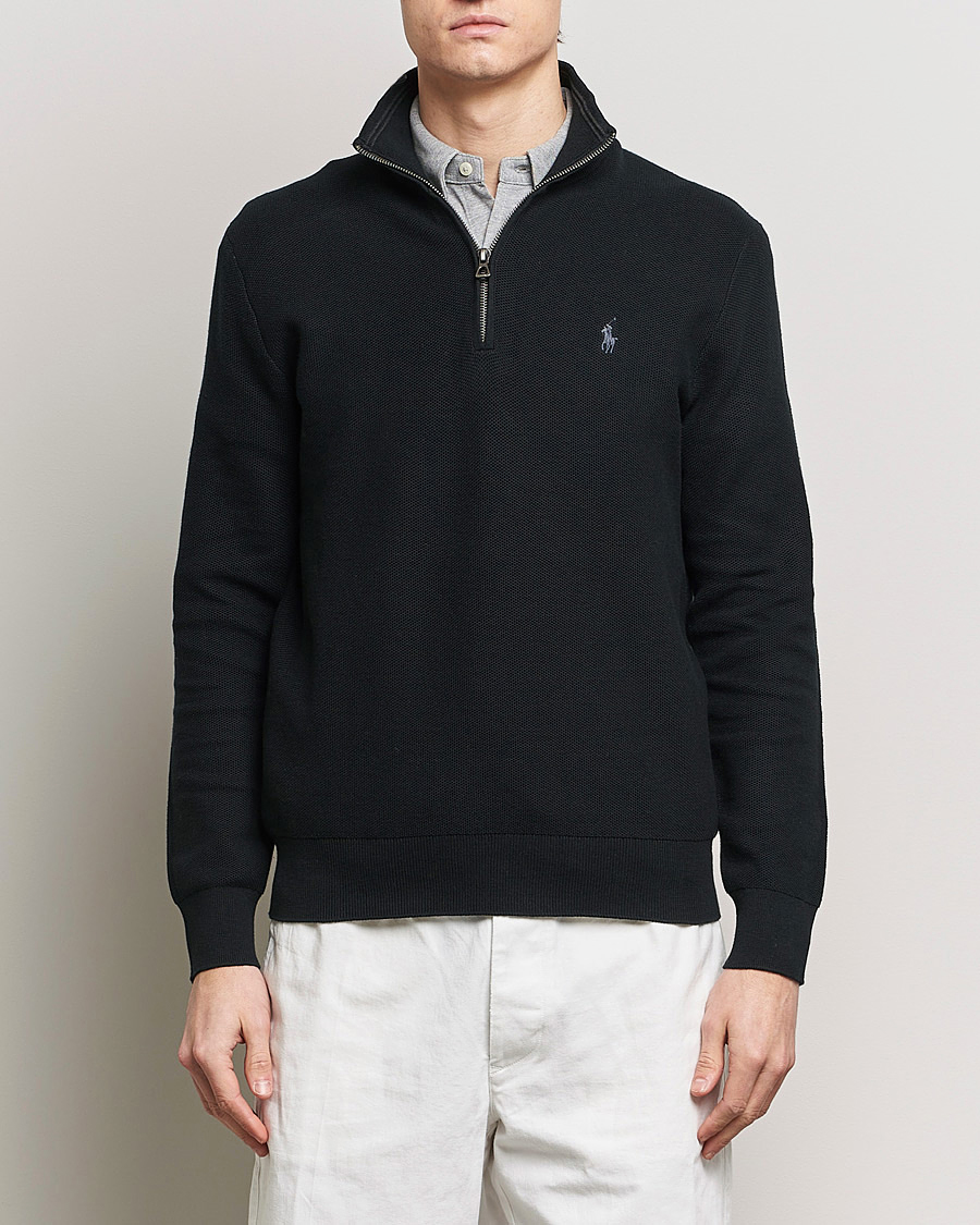 Uomini | Maglieria | Polo Ralph Lauren | Textured Half Zip Polo Black