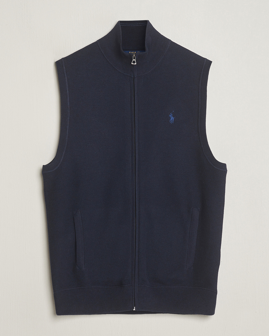 Uomini | Maglieria | Polo Ralph Lauren | Cotton Full-Zip Vest Navy Heather