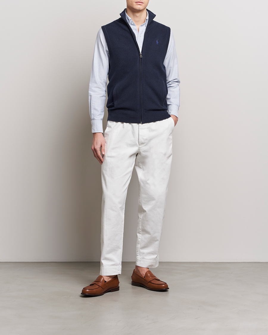 Uomini | Maglieria | Polo Ralph Lauren | Cotton Full-Zip Vest Navy Heather