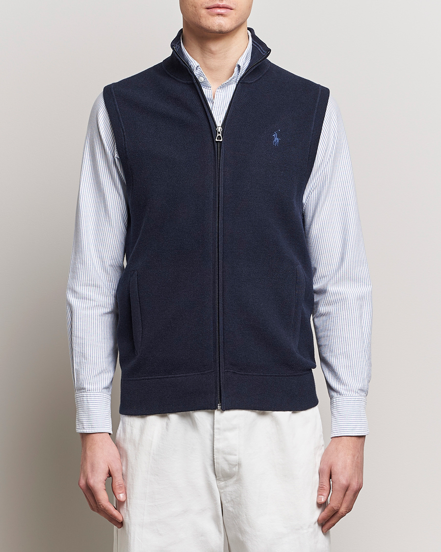 Uomini | Maglieria | Polo Ralph Lauren | Cotton Full-Zip Vest Navy Heather