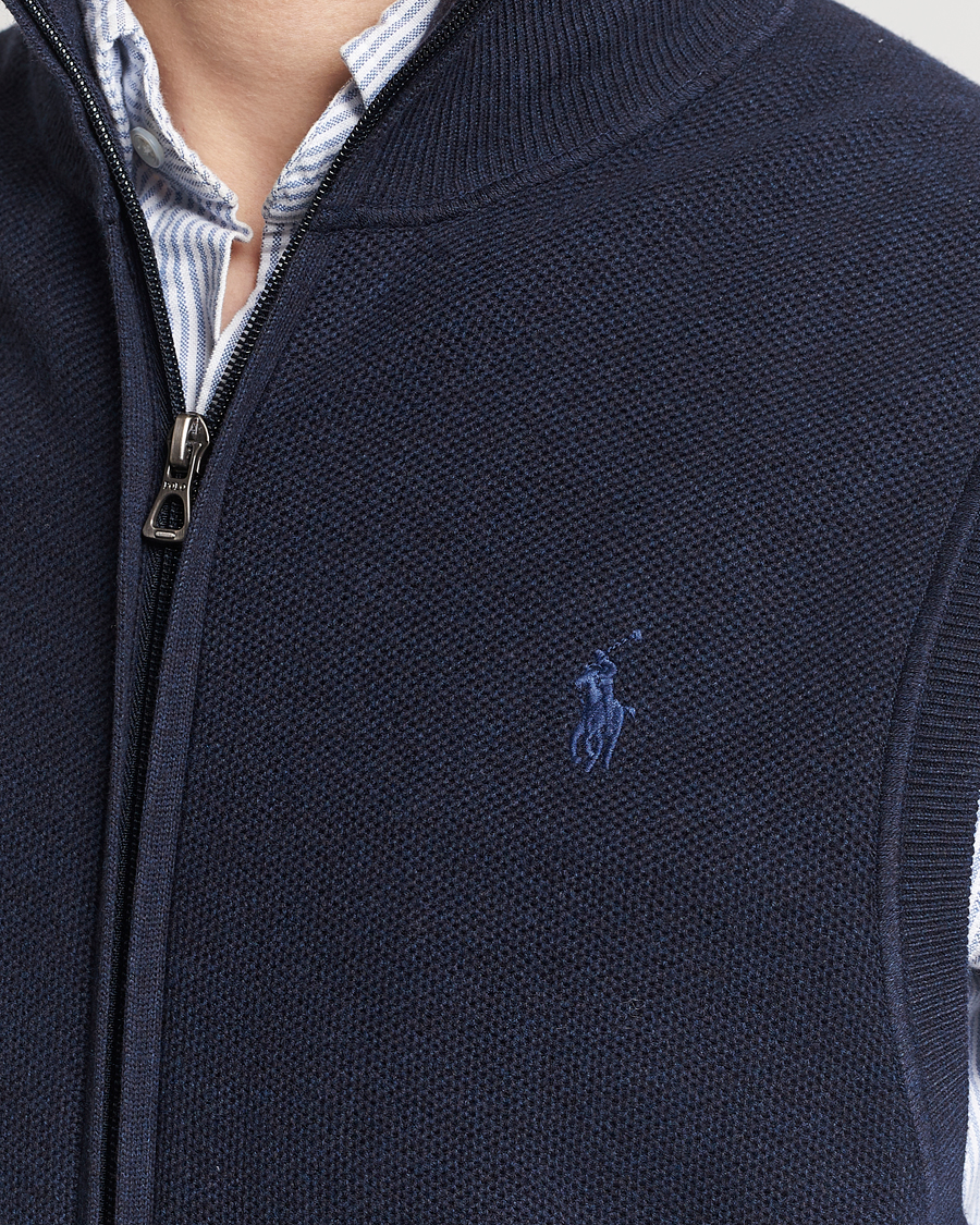 Uomini | Maglieria | Polo Ralph Lauren | Cotton Full-Zip Vest Navy Heather