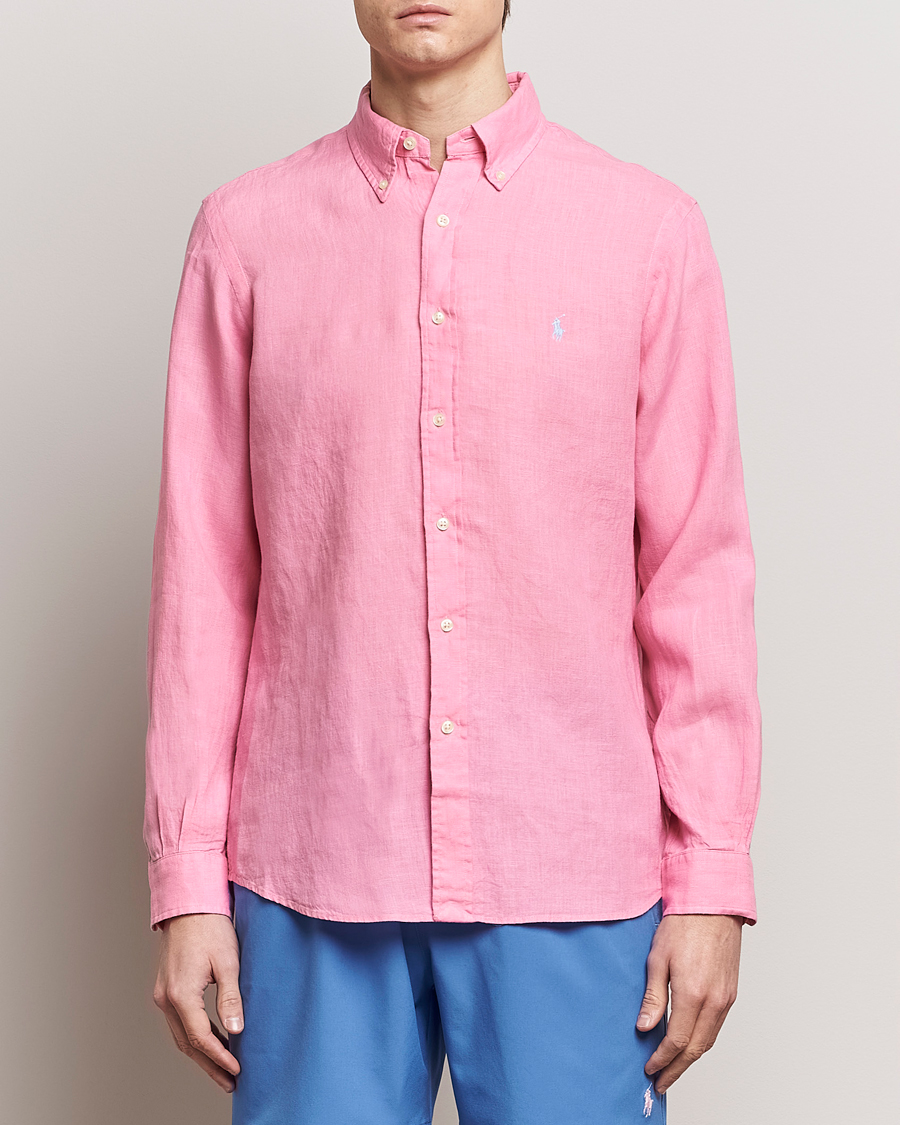 Uomini | Camicie | Polo Ralph Lauren | Custom Fit Linen Button Down Florida Pink