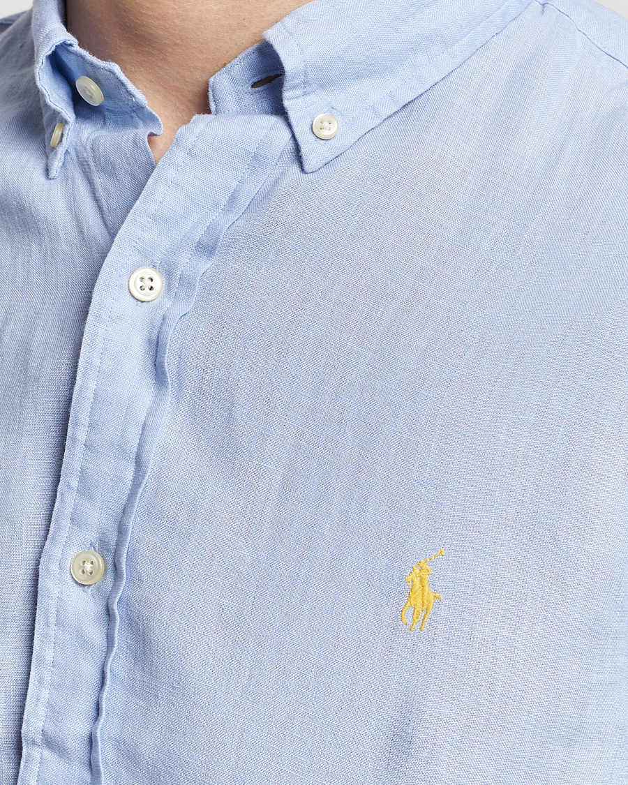 Uomini | Camicie | Polo Ralph Lauren | Slim Fit Linen Button Down Shirt Blue Hyacinth