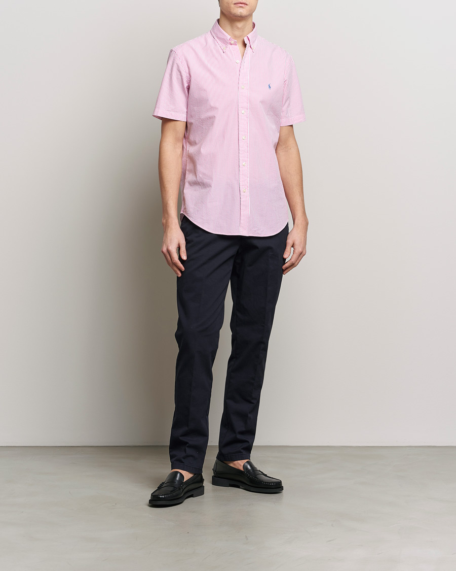 Uomini | Camicie | Polo Ralph Lauren | Seersucker Short Sleeve Striped Shirt Rose/White
