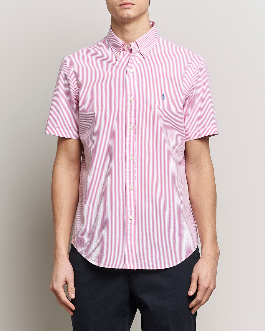 Uomini | Camicie | Polo Ralph Lauren | Seersucker Short Sleeve Striped Shirt Rose/White