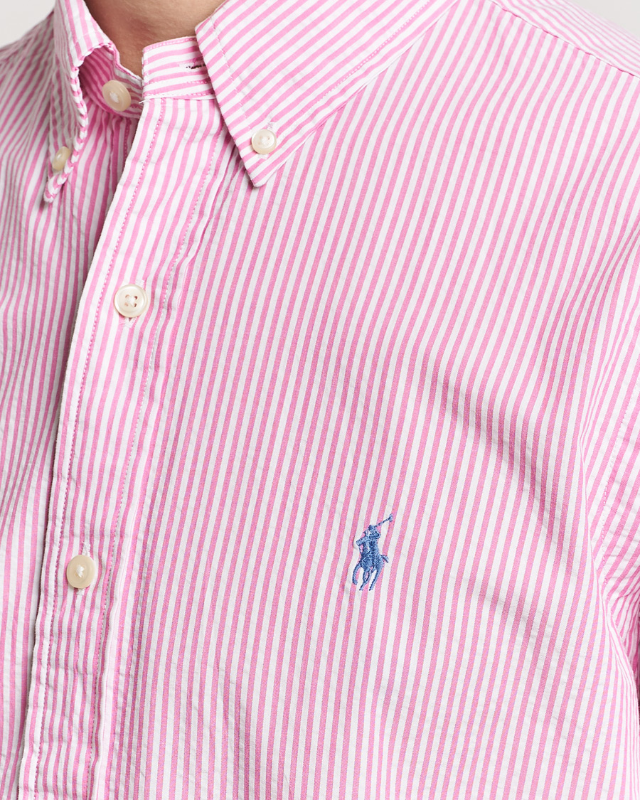 Uomini | Camicie | Polo Ralph Lauren | Seersucker Short Sleeve Striped Shirt Rose/White