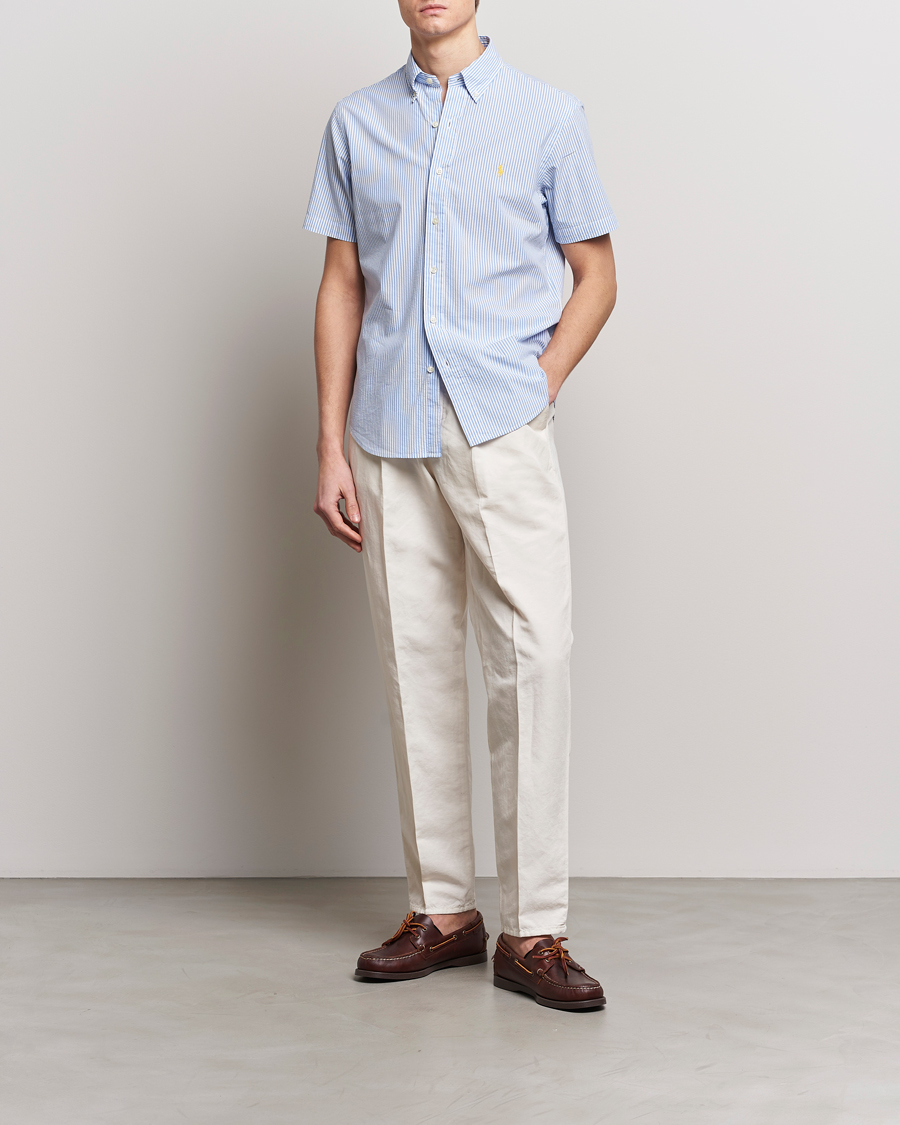 Uomini | Camicie | Polo Ralph Lauren | Seersucker Short Sleeve Striped Shirt Blue/White