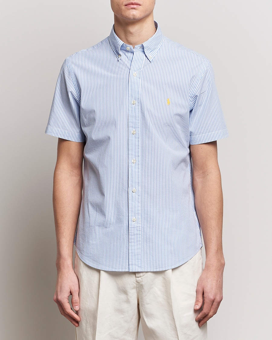 Uomini | Camicie | Polo Ralph Lauren | Seersucker Short Sleeve Striped Shirt Blue/White
