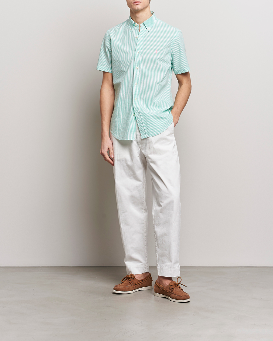 Uomini | Camicie | Polo Ralph Lauren | Seersucker Short Sleeve Striped Shirt Green/White
