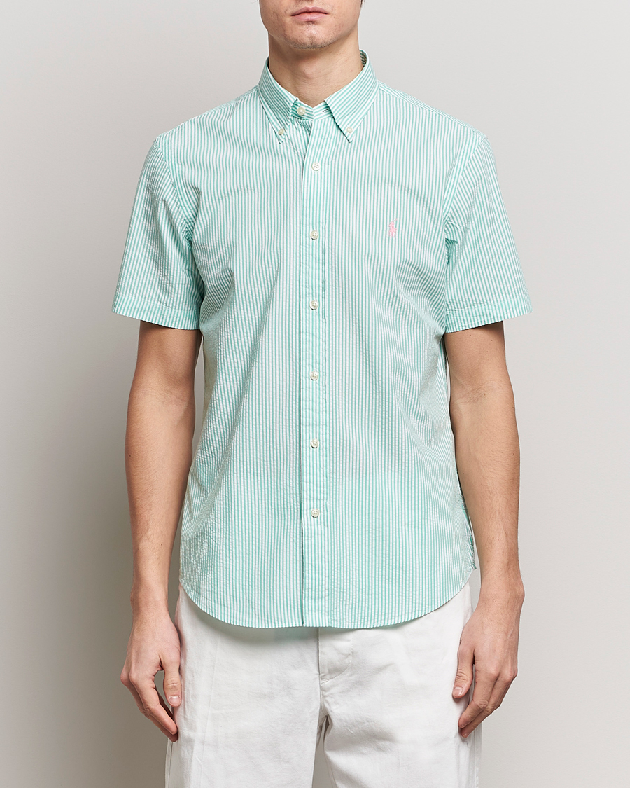 Uomini | Camicie | Polo Ralph Lauren | Seersucker Short Sleeve Striped Shirt Green/White