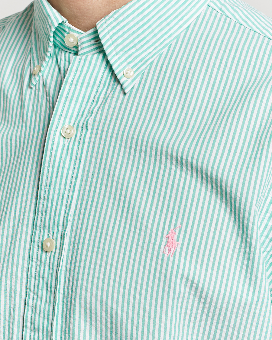 Uomini | Camicie | Polo Ralph Lauren | Seersucker Short Sleeve Striped Shirt Green/White
