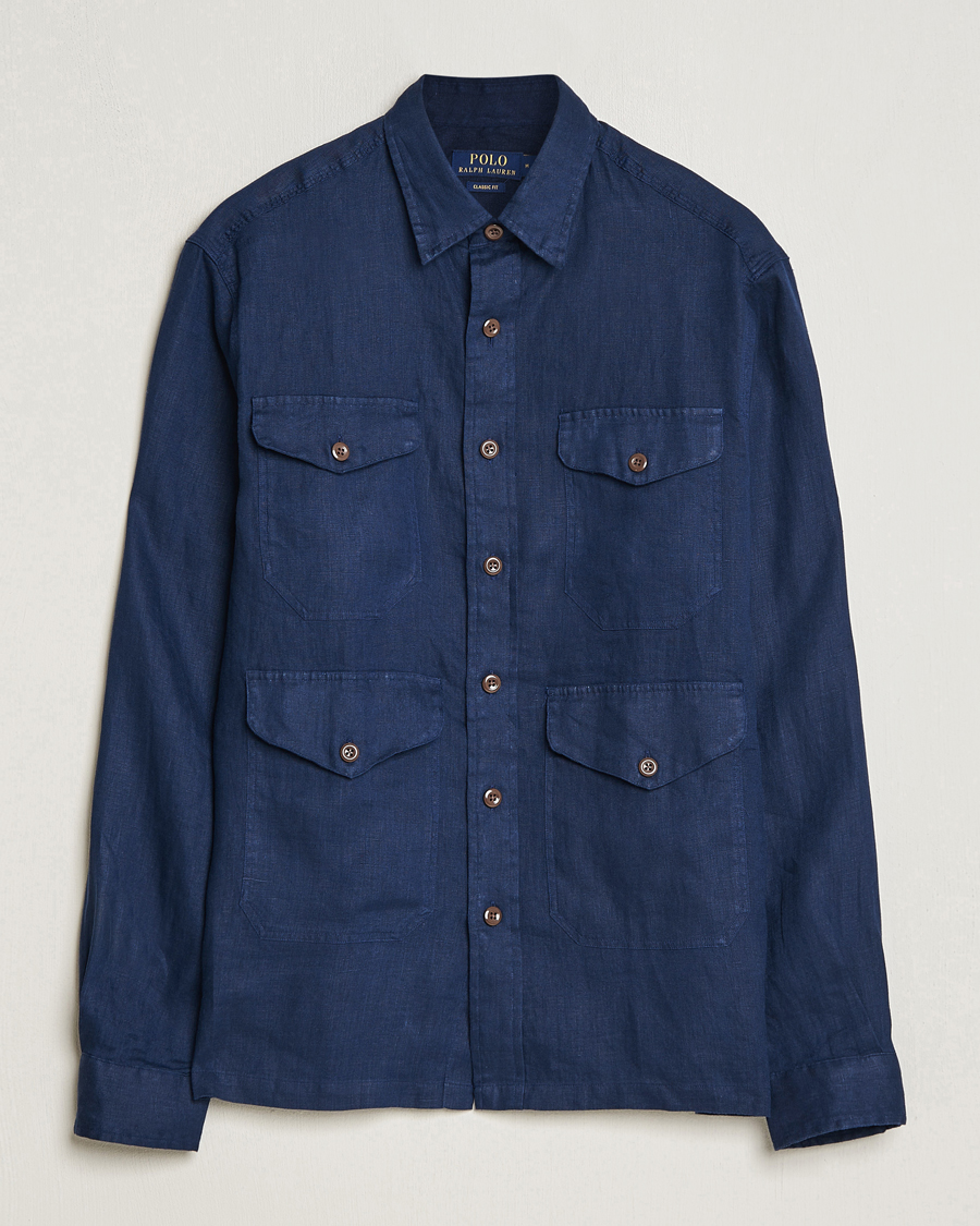 Uomini | Camicie | Polo Ralph Lauren | Linen Overshirt Newport Navy
