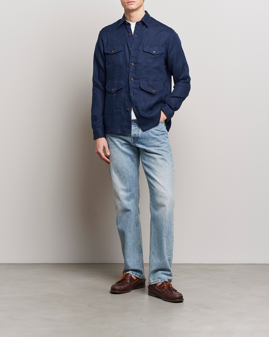 Uomini | Camicie | Polo Ralph Lauren | Linen Overshirt Newport Navy
