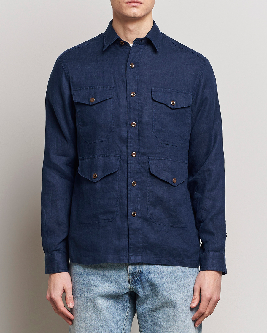 Uomini | Camicie | Polo Ralph Lauren | Linen Overshirt Newport Navy