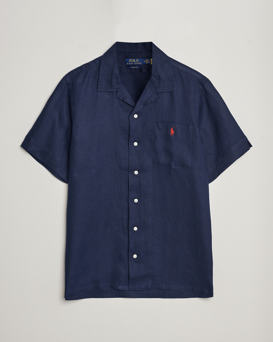 Uomini | Camicie | Polo Ralph Lauren | Linen Pocket Short Sleeve Shirt Newport Navy