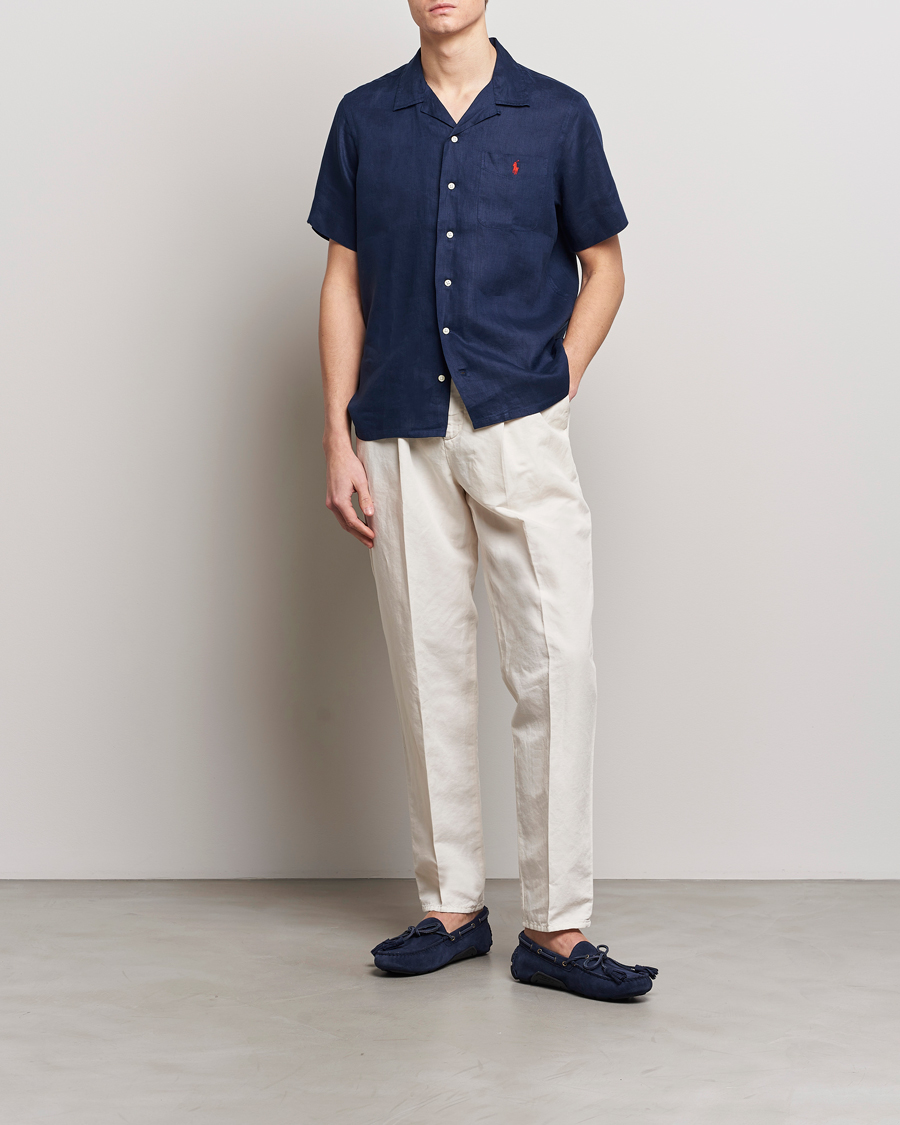 Uomini | Camicie | Polo Ralph Lauren | Linen Pocket Short Sleeve Shirt Newport Navy