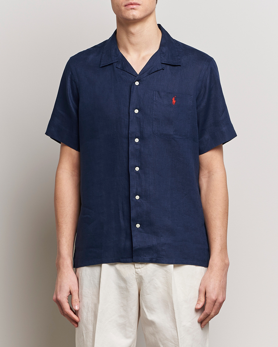 Uomini | Camicie | Polo Ralph Lauren | Linen Pocket Short Sleeve Shirt Newport Navy