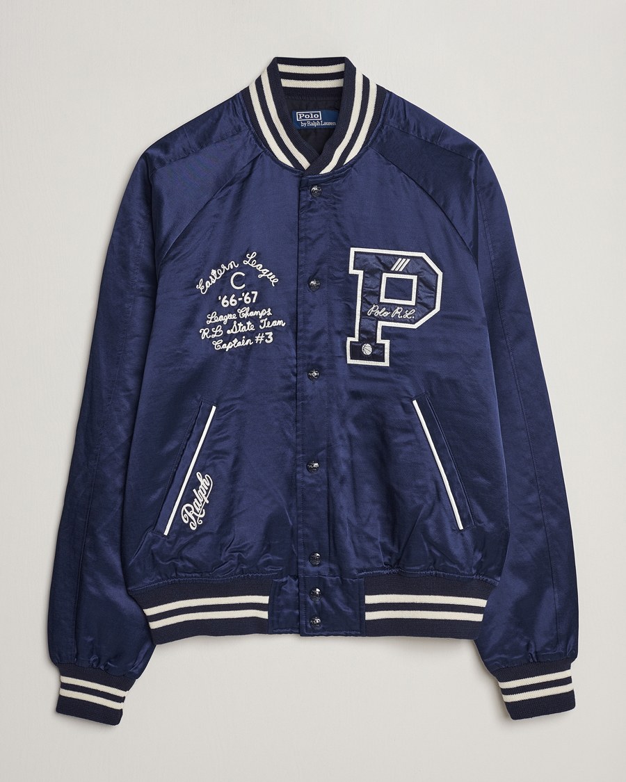Uomini | Giacche | Polo Ralph Lauren | Varsity Bomber Satin Jacket Aviator Navy
